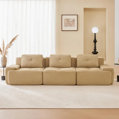 Miniatura 47 de Sofás modulares sin hueso de 152.8 pulgadas para sala de estar, sofá modular con diván en forma de L, cómodo asiento profundo tapizado de tela