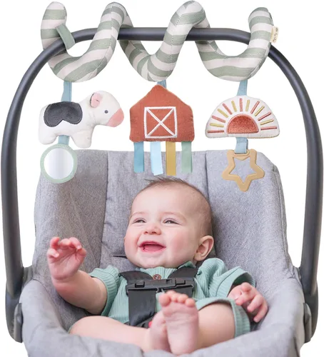 Itzy Ritzy Juguete de actividad en espiral para asiento de automóvil y cochecito – Juguetes para cochecito y asiento de automóvil para edades de 0