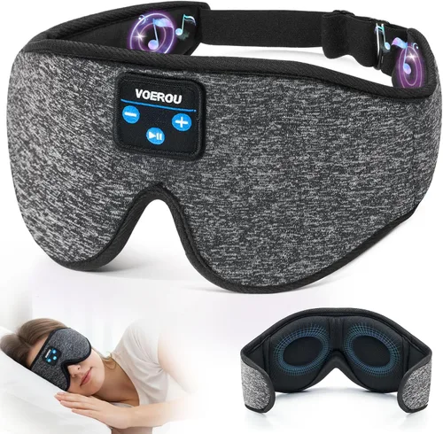 Miniatura 12 de Voerou Sleep Headphones 5.2 - Máscara de dormir Bluetooth con música y altavoces ultrafinos, perfectos para dormir, viajar en avión, meditación