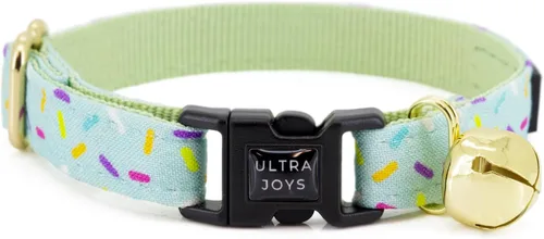Miniatura 22 de Ultra Joys Collar de gato con campanas - Separable para gatitos y gatos - Estampado a cuadros naranja pequeño Solo cuello a cuadros