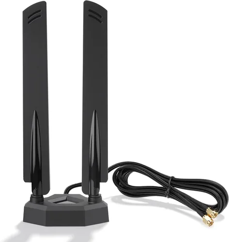 Miniatura 10 de Eightwood Antena WiFi 6E Tri-Band 6GHz 5GHz 2.4GHz RP-SMA Antena WiFi Base de montaje magnético para PC Computadora de escritorio Placa base Tarjeta