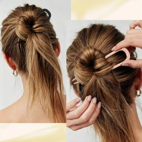 Miniatura 4 de Atoden Horquillas de metal para moño, estilo francés, updo, en forma de U, accesorios de peinado para mujeres