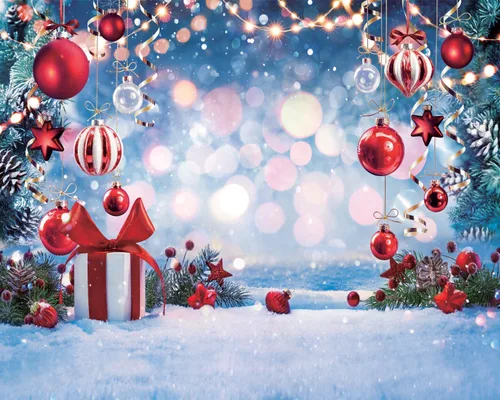 Miniatura 7 de 2.13x1.52m Telón de Fondo de Navidad Sueño de Invierno Maravilla Fotográfica Árbol de Navidad Copo de Nieve Regalo Bola Estrella Roja Telón de Fondo