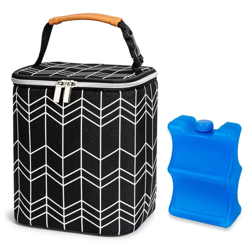 Miniatura 14 de Bolsa enfriadora de leche materna con paquete de hielo, se ajusta a 4 biberones de hasta 5 onzas, bolsa enfriadora de biberones ideal para madres
