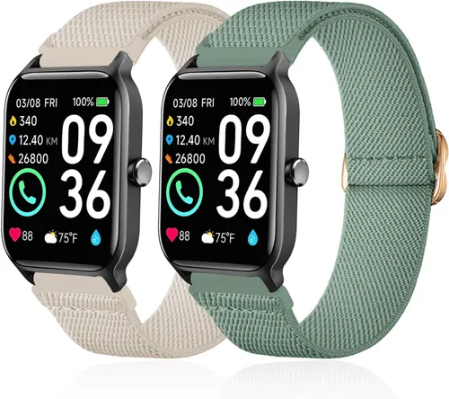 Miniatura 9 de Paquete de 2 correas elásticas de nailon compatibles con Woneligo/Fitpolo Smart Watch IDW13, correas elásticas suaves para reloj FITVII