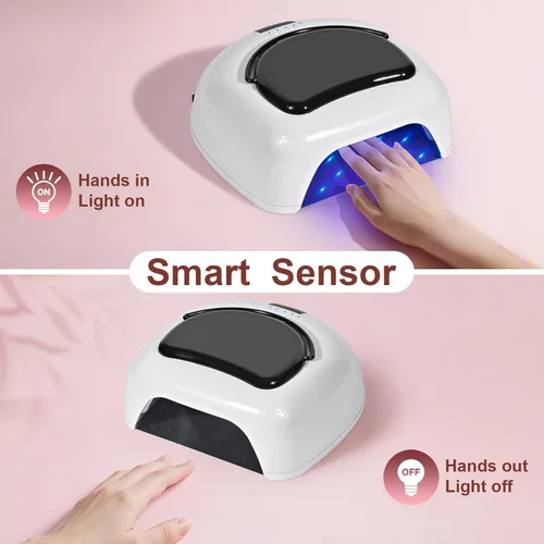 Miniatura 6 de Lámpara de uñas profesional recargable de 96 W UV LED, secadora de uñas inalámbrica con 4 ajustes de temporizador, sensor inteligente, base de metal
