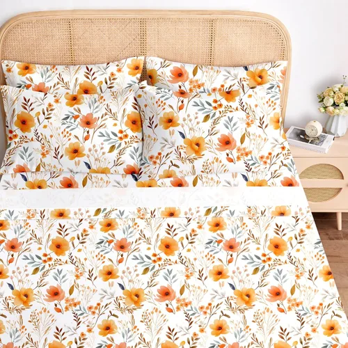 Miniatura 8 de BYSURE Juego de sábanas estampadas de reno y árbol de Navidad, 6 piezas (tamaño King, árbol de Navidad), ropa de cama de microfibra con bolsillo