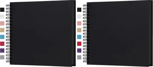 Miniatura 60 de potricher Álbum de scrapbook DIY de 10 x 10 pulgadas, 80 páginas de papel kraft grueso negro en blanco, libro de recuerdos para bodas y aniversarios