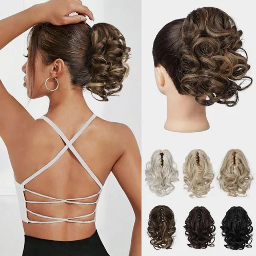 Miniatura 19 de REECHO Extensión de cola de caballo, pinza de cola de caballo rizada y ondulada de 9 pulgadas, extensiones de cabello HP001 para mujeres - Castaño