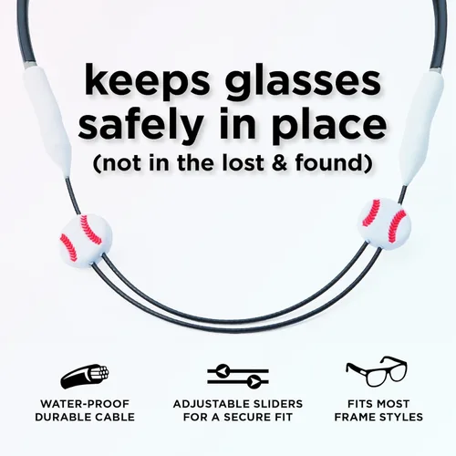 Miniatura 2 de Pilotfish Correa para lentes de sol para niños, soporte ajustable para lentes de sol sin cola para niños y niñas Béisbol
