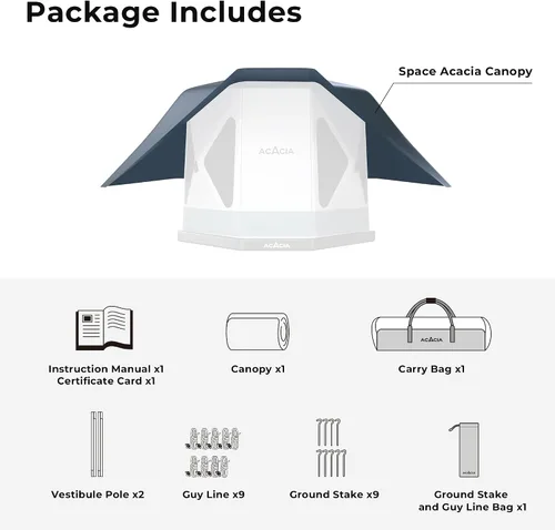 Miniatura 7 de ACACIA Toldo para 2 a 3 personas para sistema de campamento Space Acacia, PU2000 Lona impermeable para campamento de 4 estaciones, lona resistente