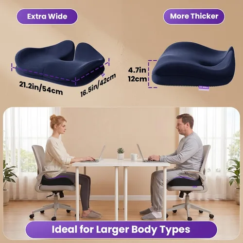 Miniatura 5 de ZZ-WELL Cojines de asiento para sillas de oficina, cojín ergonómico para aliviar el dolor y la presión del coxis, cojín de asiento de espuma Azul