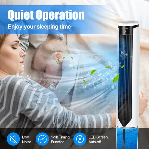 Miniatura 2 de COSTWAY Enfriador de aire evaporativo, enfriador de aire oscilante portátil de 41 pulgadas con control remoto, 3 modos, 3 velocidades, pantalla LED