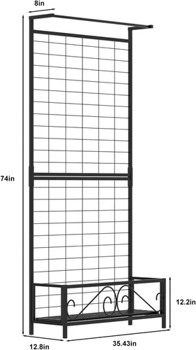 Miniatura 3 de Zhongma Macetero de metal con enrejado elevado con enrejado para plantas trepadoras de vid y flores (12.8 x 35.43 x 74 pulgadas), pantalla