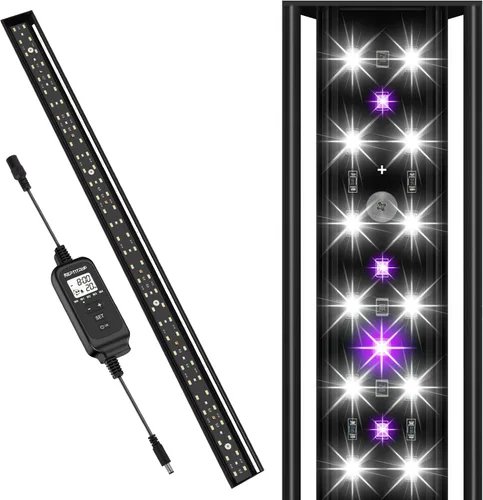 REPTITRIP Lámpara LED UVB de 27 Pulgadas para Reptiles, Controlador de Accesorio de Luz LED para Reptiles con Atenuación y 4 Modos UVI, Lámpara de