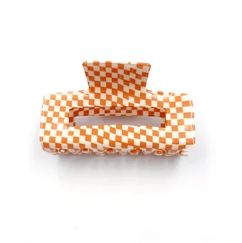 Miniatura 14 de Pinzas para el cabello a cuadros para mujeres y niñas, pinzas de pelo de moda para peinar con pinzas de garra, cabello grueso, forma rectangular