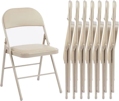 Miniatura 24 de Sweetcrispy Paquete de 4 sillas plegables de plástico para 330 libras, portátiles, metal resistente, fáciles de usar, almacenar, cómodas, para Gris