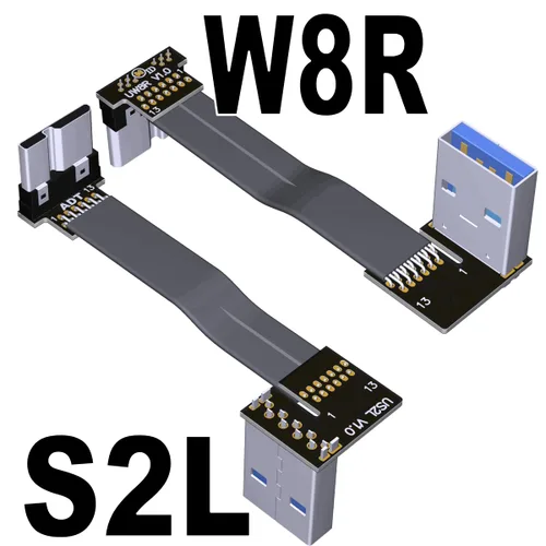 Miniatura 8 de ADT-Link USB 3.0 Tipo A macho a Micro-B Macho Cinta plana EMI Blindaje Cable plano FPC USB 3.0 Micro B Conector de ángulo de 90 grados hacia arriba