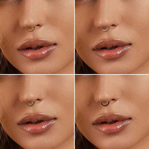 Miniatura 10 de Jstyle 5 anillos de acero quirúrgico 316L para la nariz, 16G, 18G, 20G, con bisagras, para la nariz, para mujeres y hombres, cartílago, arete