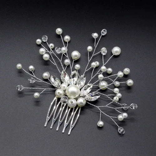 Miniatura 4 de inSowni Paquete de 40 peines laterales para el pelo de boda para novias+horquillas en forma de U, piezas de joyería con diamantes de imitación