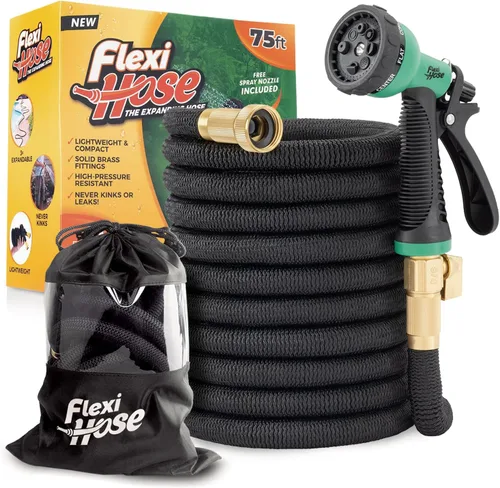 Miniatura 9 de Flexi Hose Plus Manguera de jardín expandible con boquilla de 8 funciones, 50 pies, manguera de jardín retráctil ligera, manguera de agua
