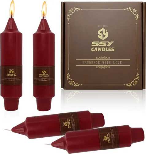 Miniatura 26 de Velas cónicas cortas de 5 pulgadas, velas sin aroma hechas a mano, juego de 4 con tiempo de combustión largo, velas retorcidas para boda, hogar