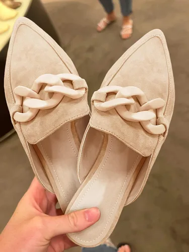 Miniatura 6 de Juliet Holy Mocasines planos para mujer, con puntera puntiaguda, sin espalda, sin cordones, con cadena de metal