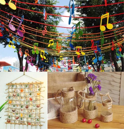 Miniatura 5 de Cuerda de yute azul - Cuerda de cáñamo de 0.157 in 65.6 ft (1/6 pulgada x 65 pies) para manualidades, jardinería, decoración festiva de bricolaje