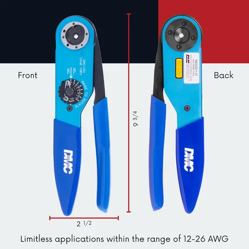 Miniatura 3 de DMC Herramienta de crimpado AF8, engarzado de 8 sangrías, calificada para M22520/1-01, rango de cables 12-26 AWG