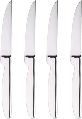 Miniatura 5 de Cuchillos de acero inoxidable, resistentes a la corrosión, hoja afilada, mango de acero inoxidable, cuchillo de mesa de cocina (plata, filete 4)