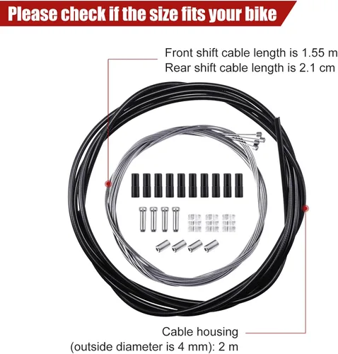 Miniatura 4 de Boao Paquete de 4 cables de engranaje de bicicleta para bicicletas, kit universal de cable de cambio de bicicleta de montaña, juego de transmisión