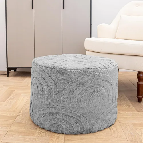 Miniatura 11 de Asuprui Reposapiés Otomano de Tela de Felpa – Puf de Espuma Suave de 20"x14" con Funda Extraíble Perfecto para Sala de Estar, Dormitorio y Lino