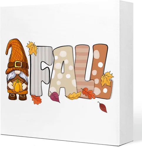 Miniatura 12 de Q692 - Decoración de mesa de otoño, con texto en inglés "May the Beauty of the Season", decoración rústica de madera de otoño para decoración
