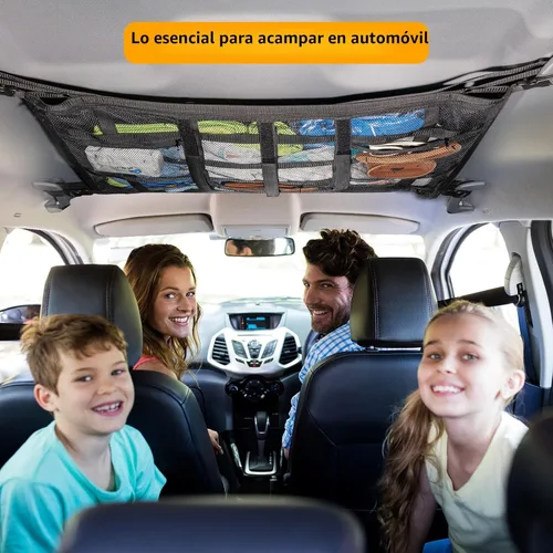 Miniatura 7 de Red de carga para techo de coche con 3 bolsillos, organizador de malla de almacenamiento para techo de coche de 79.9 x 54.9 cm, red de malla