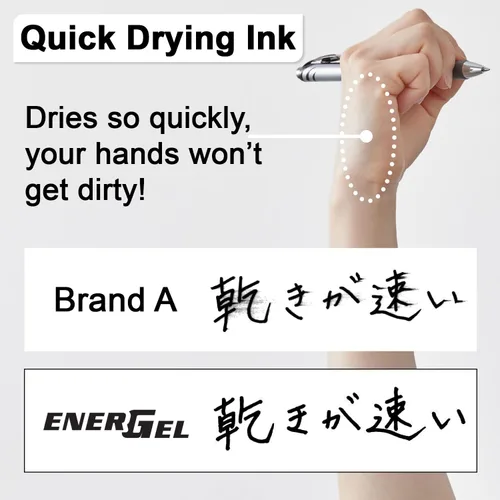 Miniatura 2 de Pentel EnerGel-X - Lapicera de gel líquido retráctil, punta de 0,7 mm de metal, trazo medio, 3 unidades, Negro