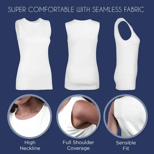 Miniatura 3 de Camiseta sin mangas para mujer - Algodón - Cuello alto, diseño de hombro completo
