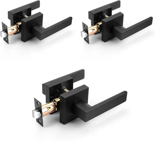 Miniatura 158 de Probrico Paquete de 4 manijas de puerta simuladas en negro mate, manijas interiores que no giran, manijas reversibles resistentes para interiores