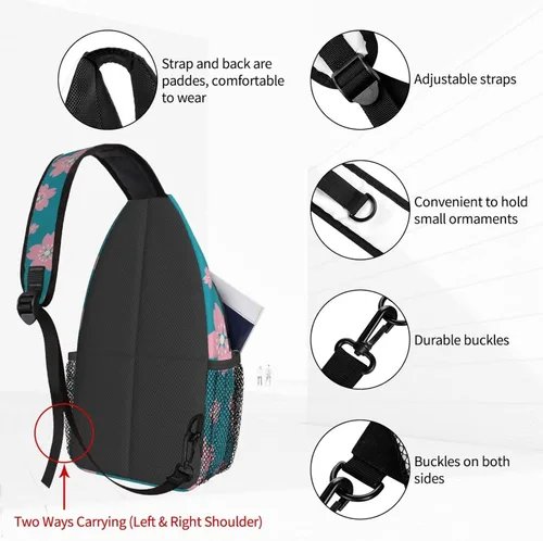 Miniatura 3 de NiuKom Mochila cruzada para el pecho, bolsa cruzada para el hombro, gimnasio, ciclismo, viajes, senderismo, para mujeres y hombres, Primavera