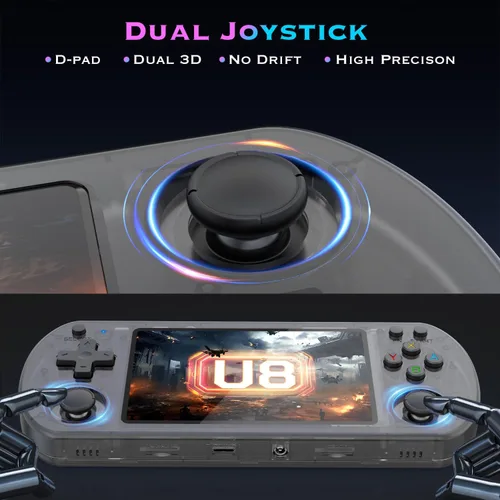 Miniatura 9 de Consola de juegos de mano retro U8 con más de 15,000 juegos clásicos, pantalla IPS de 4.0 pulgadas, tarjeta TF doble de 64G, batería potente de 3500