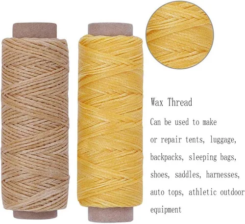 Miniatura 3 de BUTUZE Hilo encerado de cuero de 550 yardas, 150D 55 yardas por carrete, hilo de costura para manualidades, encuadernación, reparación de zapatos