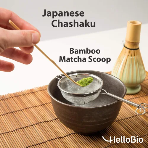 Miniatura 2 de Chashaku japonés 2 piezas x cuchara de bambú matcha (bambú dorado y negro) para medir el polvo de té verde Matcha Cuchara para ceremonia de té