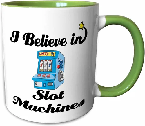 Miniatura 8 de 3dRose I Believe in Slot Machines - Taza de cerámica, 11 onzas, negro/blanco