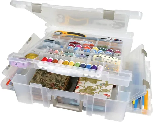 ArtBin 6981AB Super Satchel Deluxe Base dividida, organizador grande portátil de arte y manualidades con cajones, [1] estuche de almacenamiento de