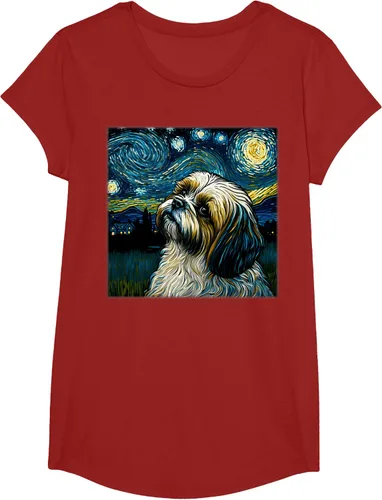 Miniatura 74 de Camiseta Surrealism Starry Night Shih Tzu Dog