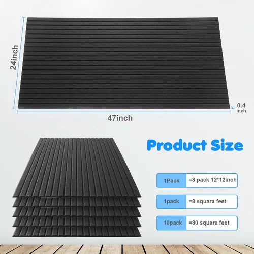 Miniatura 2 de Paquete de 10 paneles acústicos de pared de 47 x 24 pulgadas, grandes paneles autoadhesivos de absorción de sonido para el hogar, dormitorio, sala