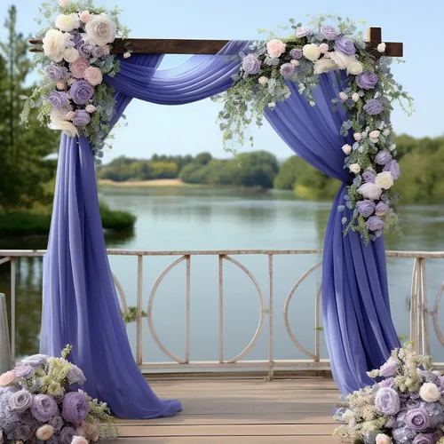 Miniatura 11 de gogoparti Tela drapeada para arco de boda, cortinas de arco burdeos, cortina de telón de fondo transparente para ceremonias, fiestas, cabinas
