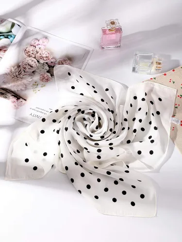 Miniatura 7 de SATINIOR 1950s Chiffon Scarf Square Handkerchief Neck Scarf Satin Ribbon Polka Dot Scarf Hair Tie for Women Girl