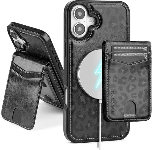 Miniatura 10 de SkyEagle Magsafe - Funda magnética 2 en 1 desmontable para iPhone 11 Pro Max con tarjetero, para mujeres y hombres, piel sintética con bloqueo RFID