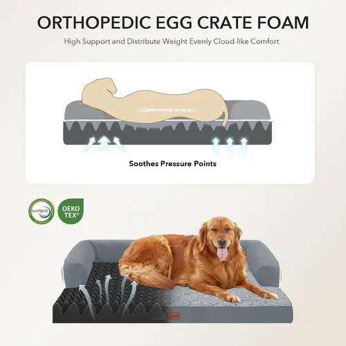 Miniatura 2 de Casa Paw - Camas ortopédicas para perros grandes y medianos, camas grandes de espuma impermeable para perros con cojín cómodo, 36 x 27 pulgadas, Gris