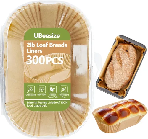 Miniatura 15 de UBeeize Forros para Molde de Pan de 2 lb, 100 PCS Forros para Molde de Pan para Hornear Pan 9x5, Forros Antiadherentes para Molde de Pan, Papel